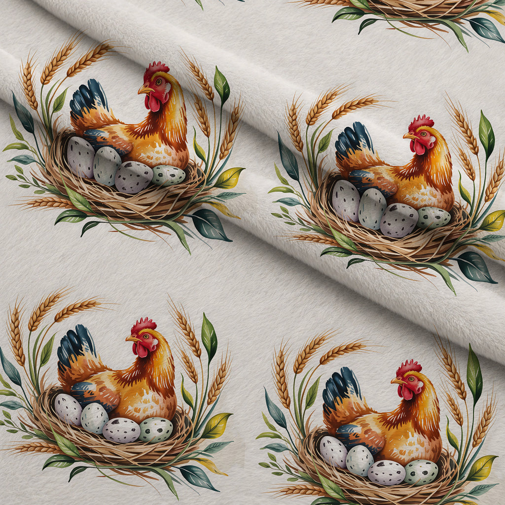 Heritage Hens Pattern 20 Minky Fabric — plush minky folded close-up preview (mv-minky-v1:lying)