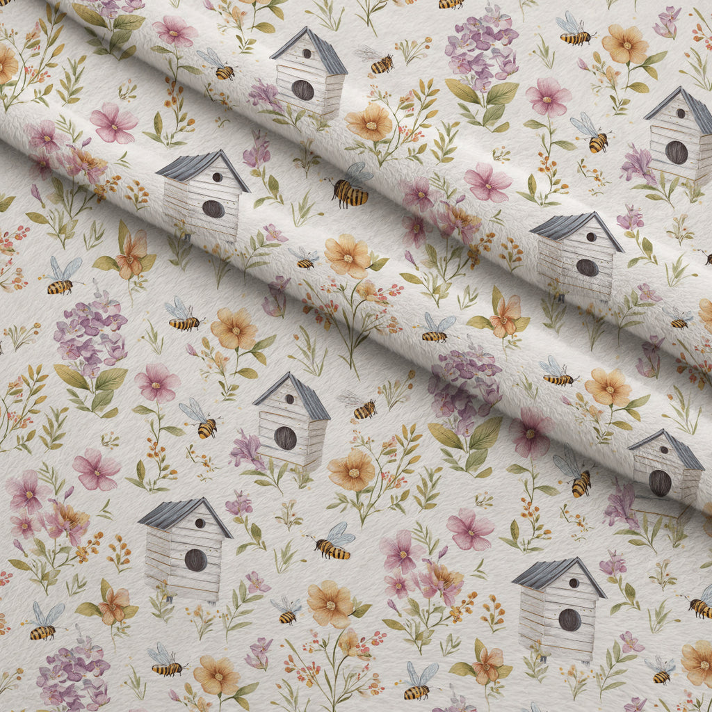 Honey Hive Garden Pattern 1 Minky Fabric — plush minky folded close-up preview (mv-minky-v1:lying)