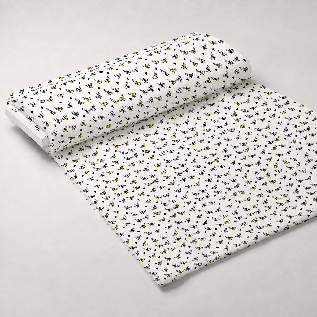 Honeybee Hearts Pattern 1 Minky Fabric — plush minky unrolled bolt preview (mv-minky-v1:bolt)