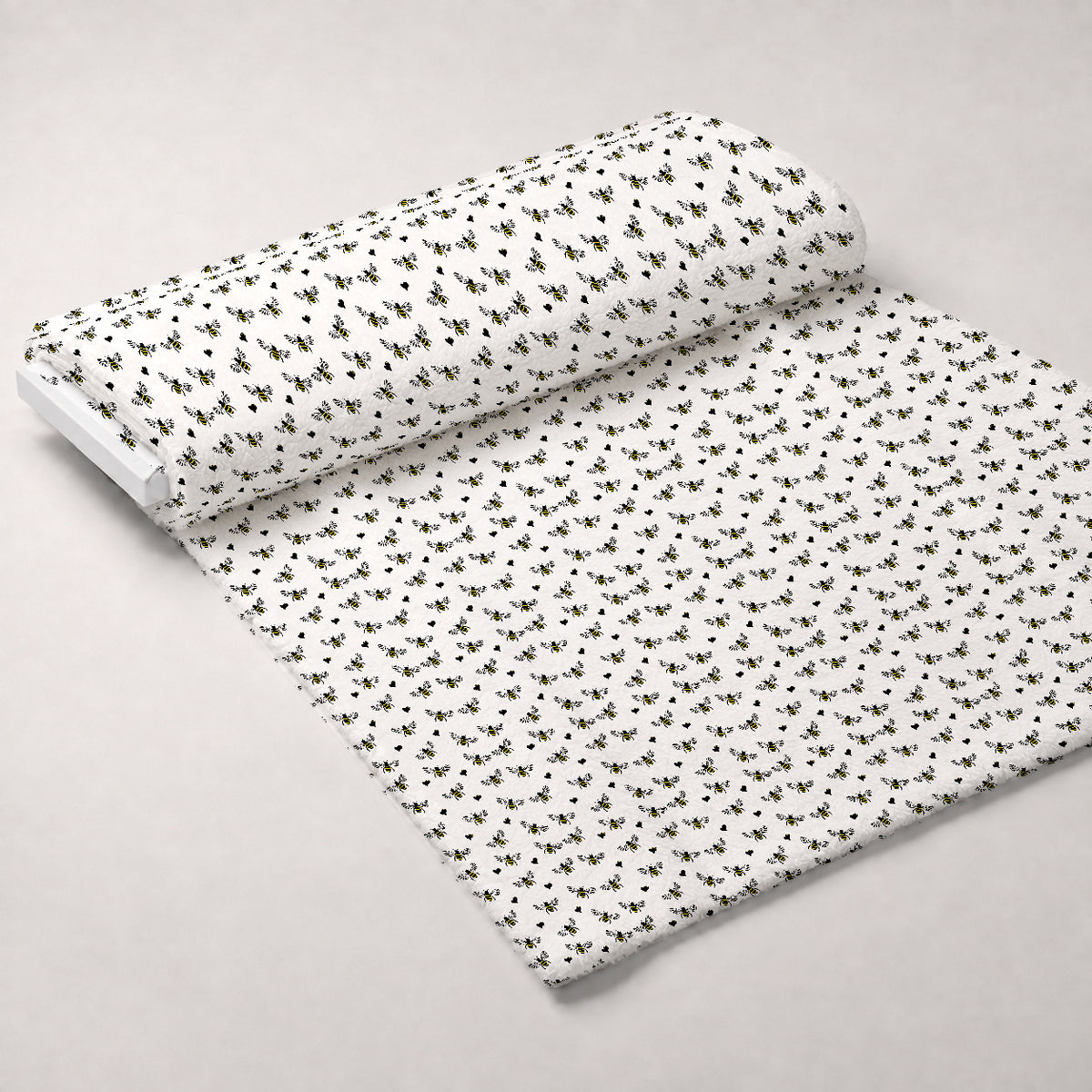 Honeybee Hearts Pattern 1 Minky Fabric — plush minky unrolled bolt preview (mv-minky-v1:bolt)