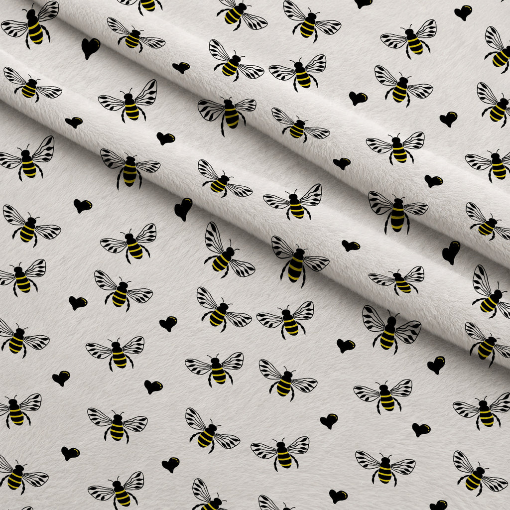 Honeybee Hearts Pattern 1 Minky Fabric — plush minky folded close-up preview (mv-minky-v1:lying)