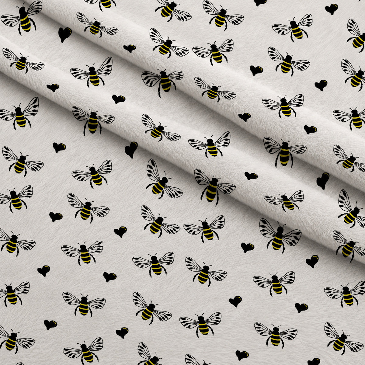 Honeybee Hearts Pattern 1 Minky Fabric — plush minky folded close-up preview (mv-minky-v1:lying)