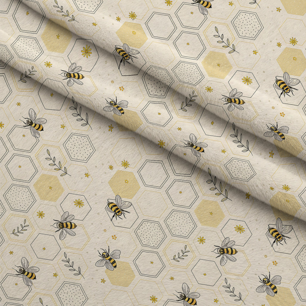 Honeycomb Harvest Pattern 12 Minky Fabric — plush minky folded close-up preview (mv-minky-v1:lying)