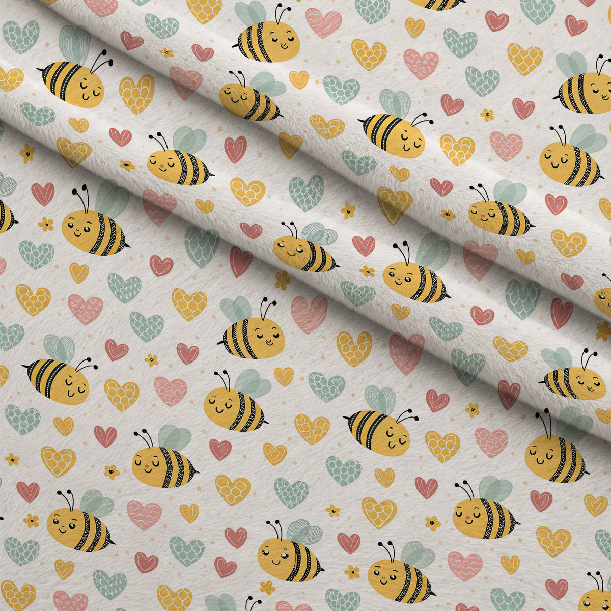 Honeycomb Harvest Pattern 2 Minky Fabric — plush minky folded close-up preview (mv-minky-v1:lying)