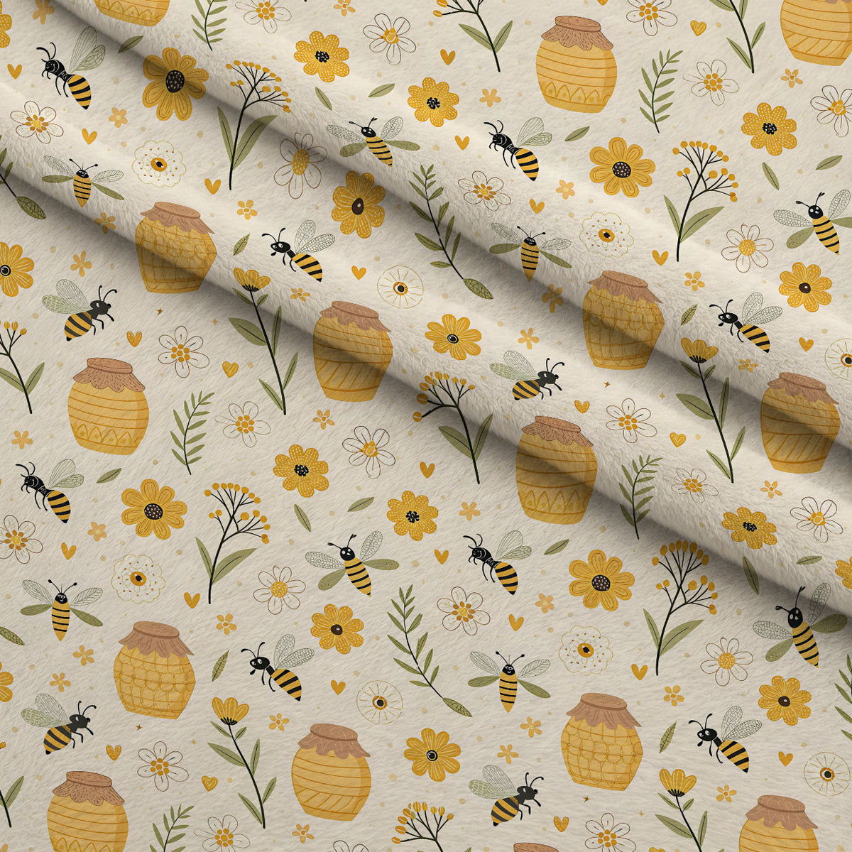 Honeycomb Harvest Pattern 22 Minky Fabric — plush minky folded close-up preview (mv-minky-v1:lying)