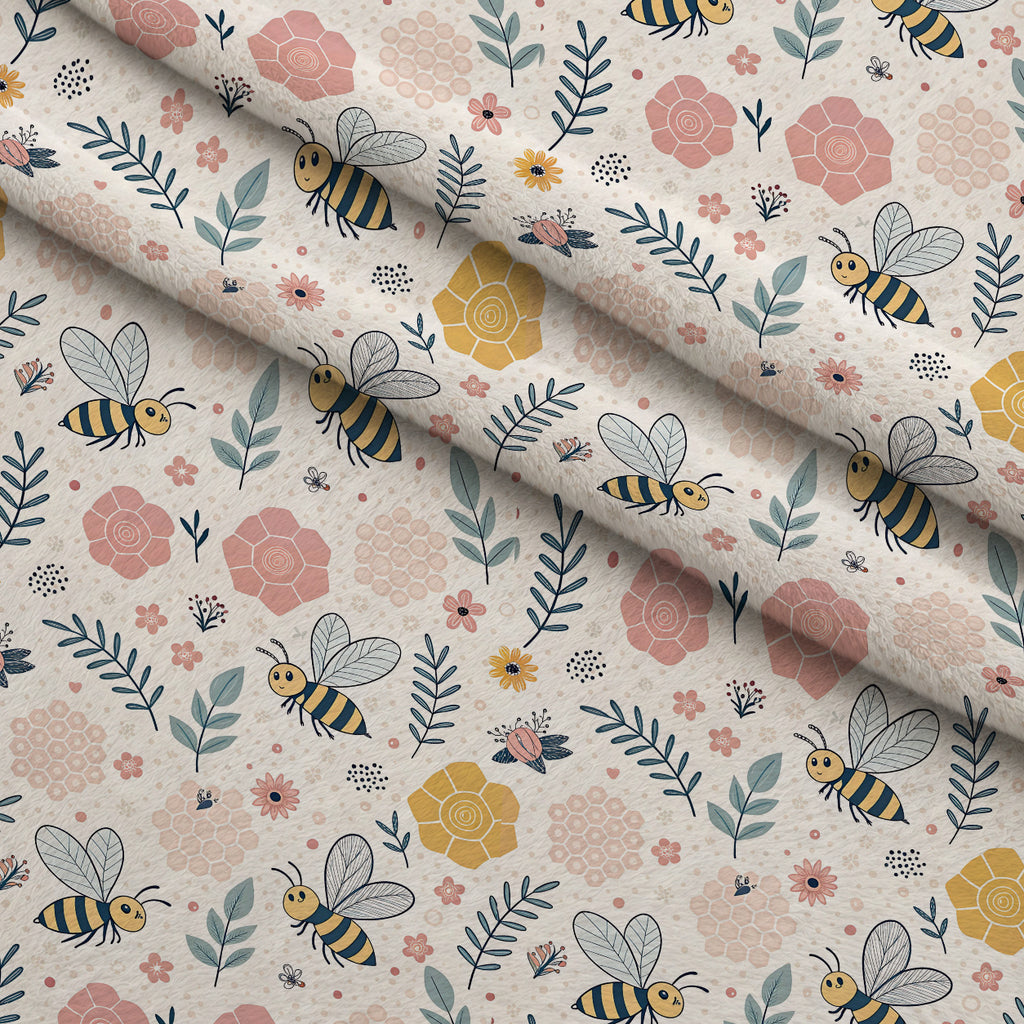Honeycomb Harvest Pattern 5 Minky Fabric — plush minky folded close-up preview (mv-minky-v1:lying)