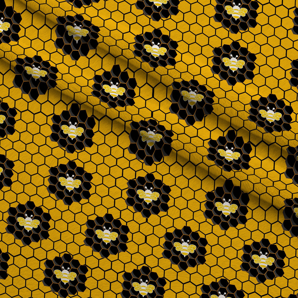 Honeycomb Hive Pattern 10 Minky Fabric — plush minky folded close-up preview (mv-minky-v1:lying)