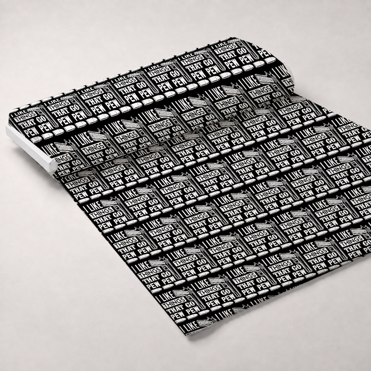 I Like Things That Go Pew Pew Minky Fabric — plush minky unrolled bolt preview (mv-minky-v1:bolt)