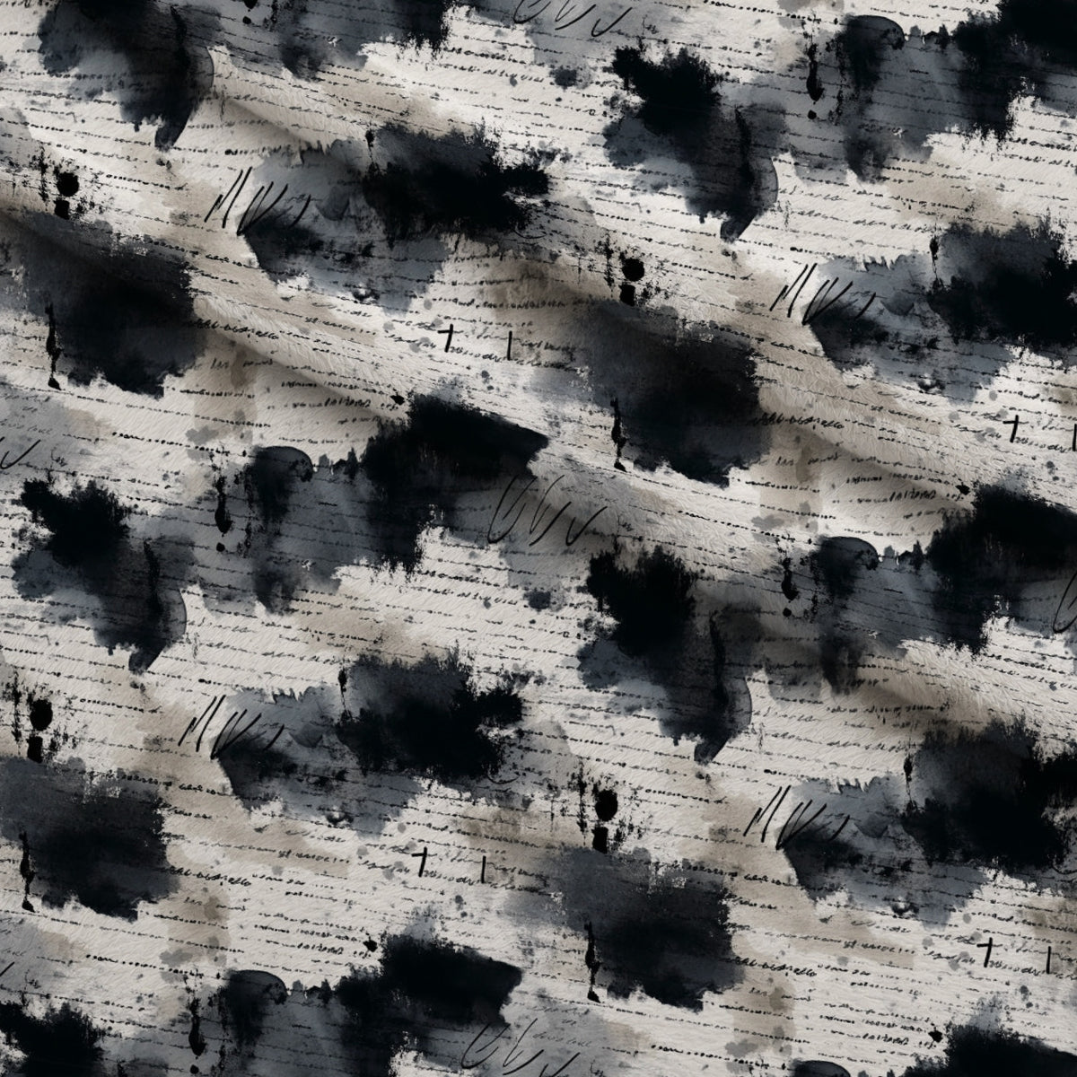 Inkwash Manuscript Pattern 1 Minky Fabric — plush minky folded close-up preview (mv-minky-v1:lying)
