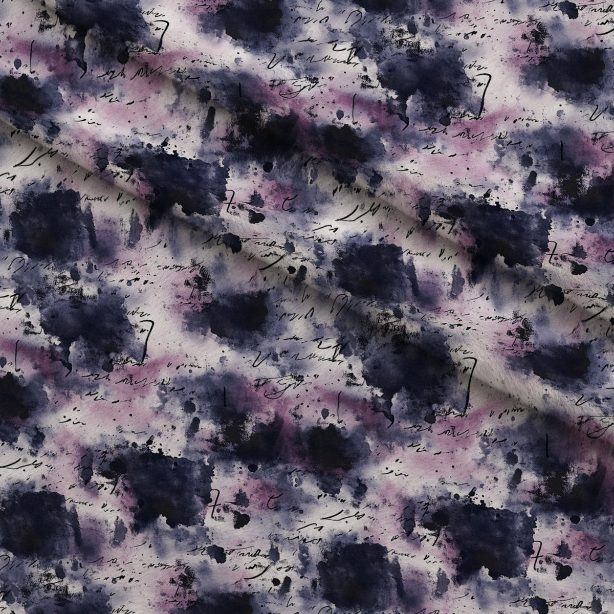 Inkwash Manuscript Pattern 10 Minky Fabric — plush minky folded close-up preview (mv-minky-v1:lying)