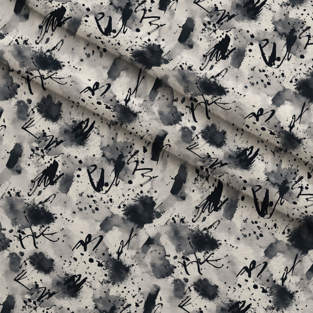 Inkwash Manuscript Pattern 8 Minky Fabric — plush minky folded close-up preview (mv-minky-v1:lying)