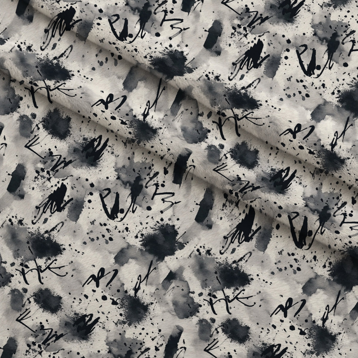 Inkwash Manuscript Pattern 8 Minky Fabric — plush minky folded close-up preview (mv-minky-v1:lying)