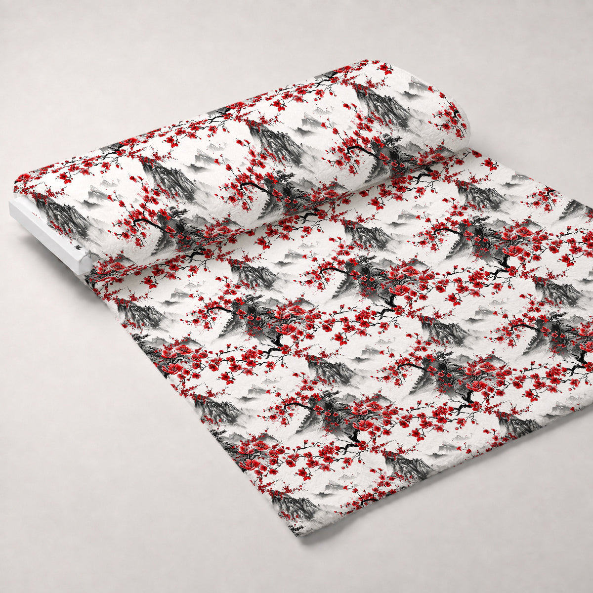 Japanese Cherry Blossoms 1 Minky Fabric — plush minky unrolled bolt preview (mv-minky-v1:bolt)