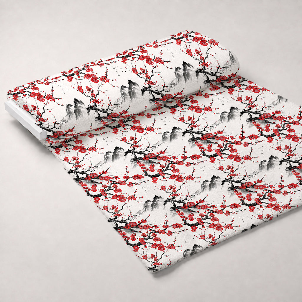 Japanese Cherry Blossoms 10 Minky Fabric — plush minky unrolled bolt preview (mv-minky-v1:bolt)