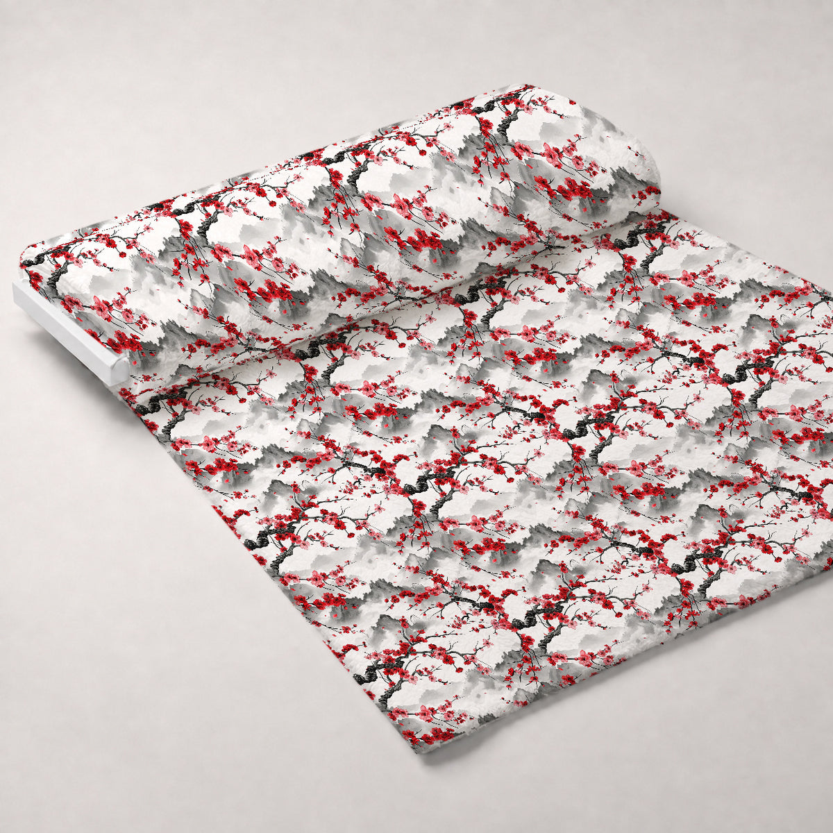 Japanese Cherry Blossoms 3 Minky Fabric — plush minky unrolled bolt preview (mv-minky-v1:bolt)