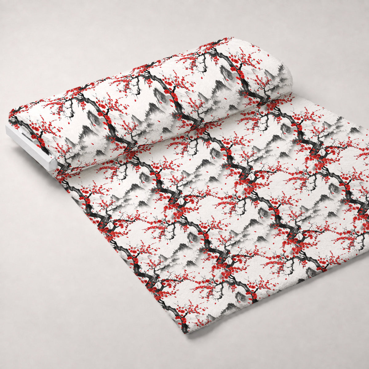 Japanese Cherry Blossoms 4 Minky Fabric — plush minky unrolled bolt preview (mv-minky-v1:bolt)
