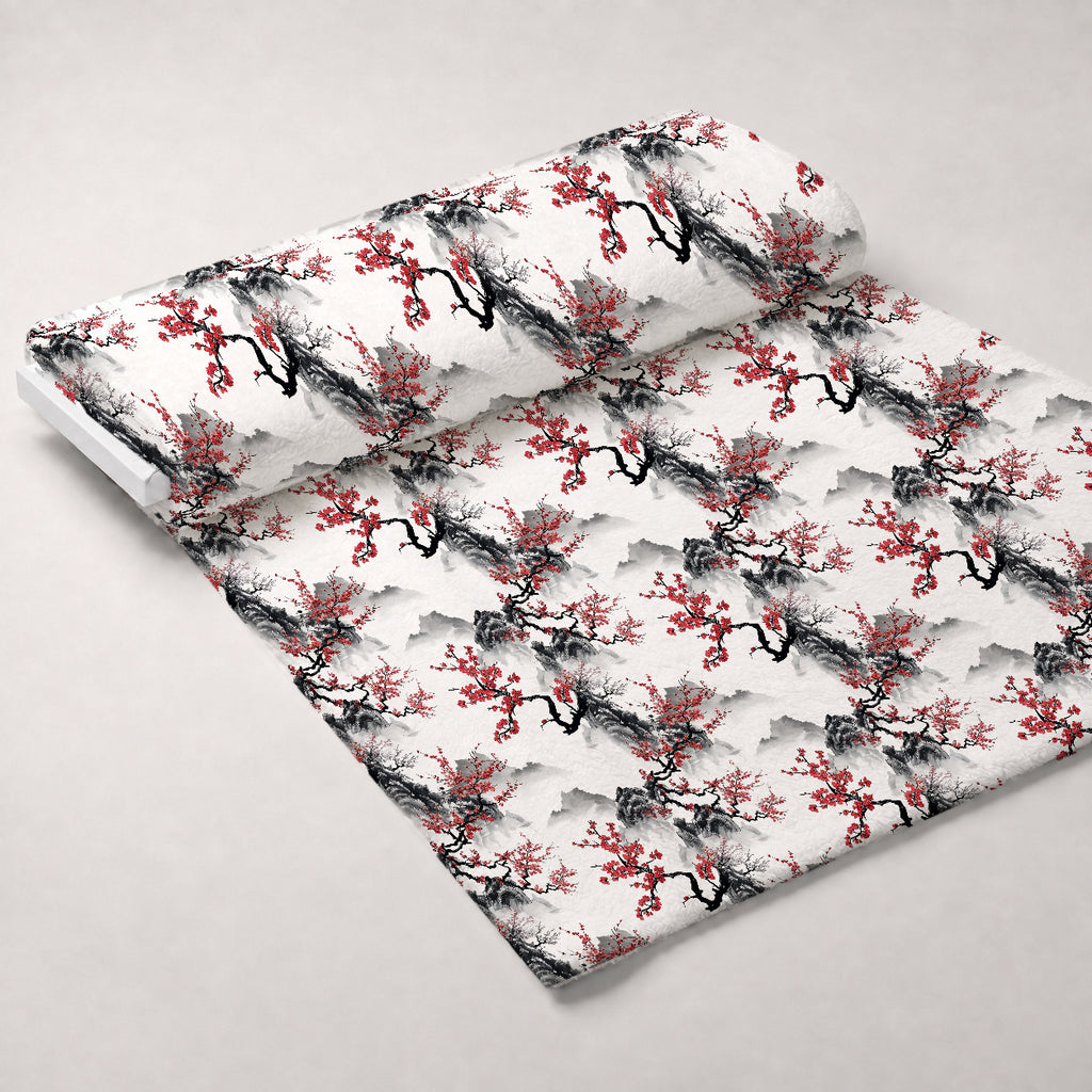 Japanese Cherry Blossoms 6 Minky Fabric — plush minky unrolled bolt preview (mv-minky-v1:bolt)