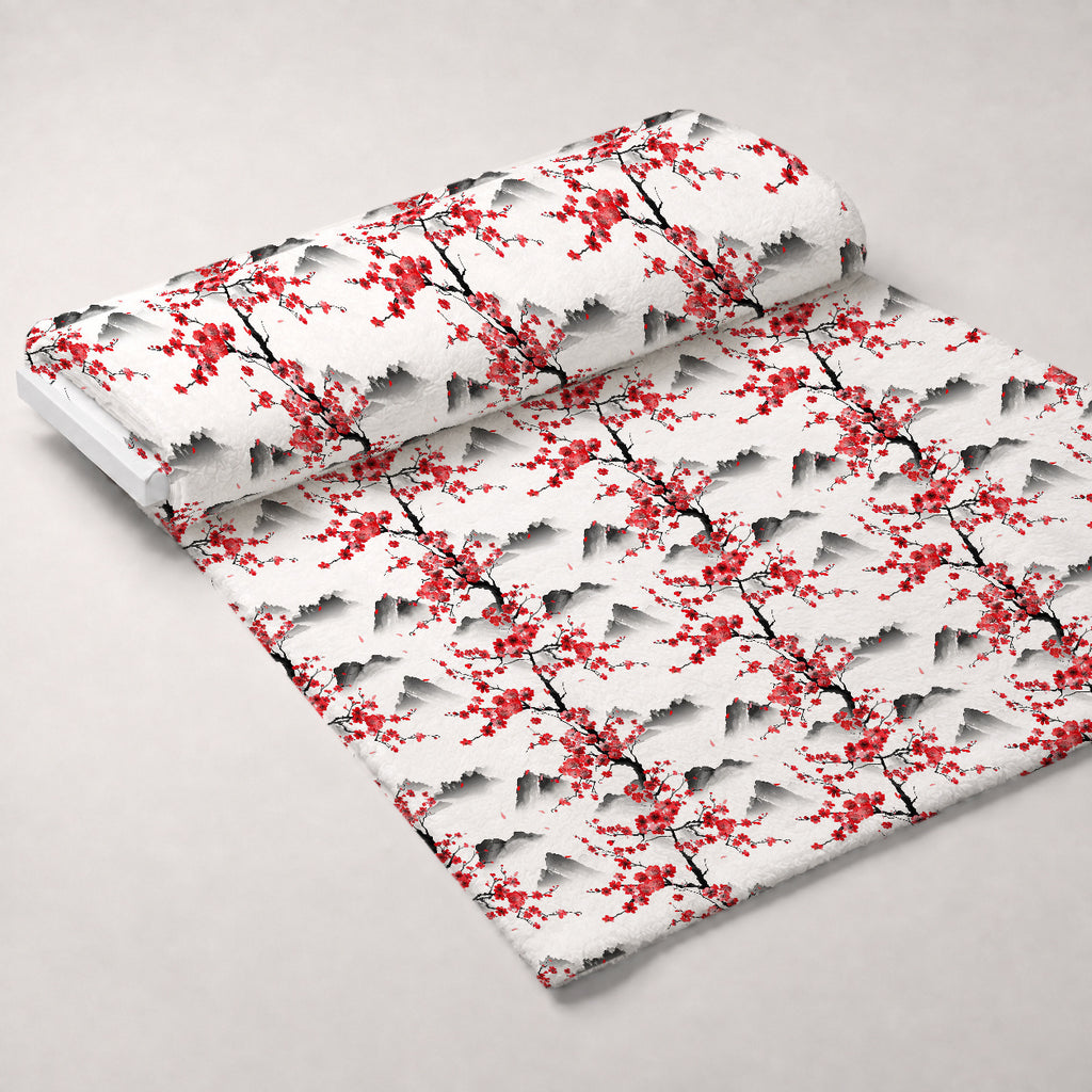 Japanese Cherry Blossoms 7 Minky Fabric — plush minky unrolled bolt preview (mv-minky-v1:bolt)