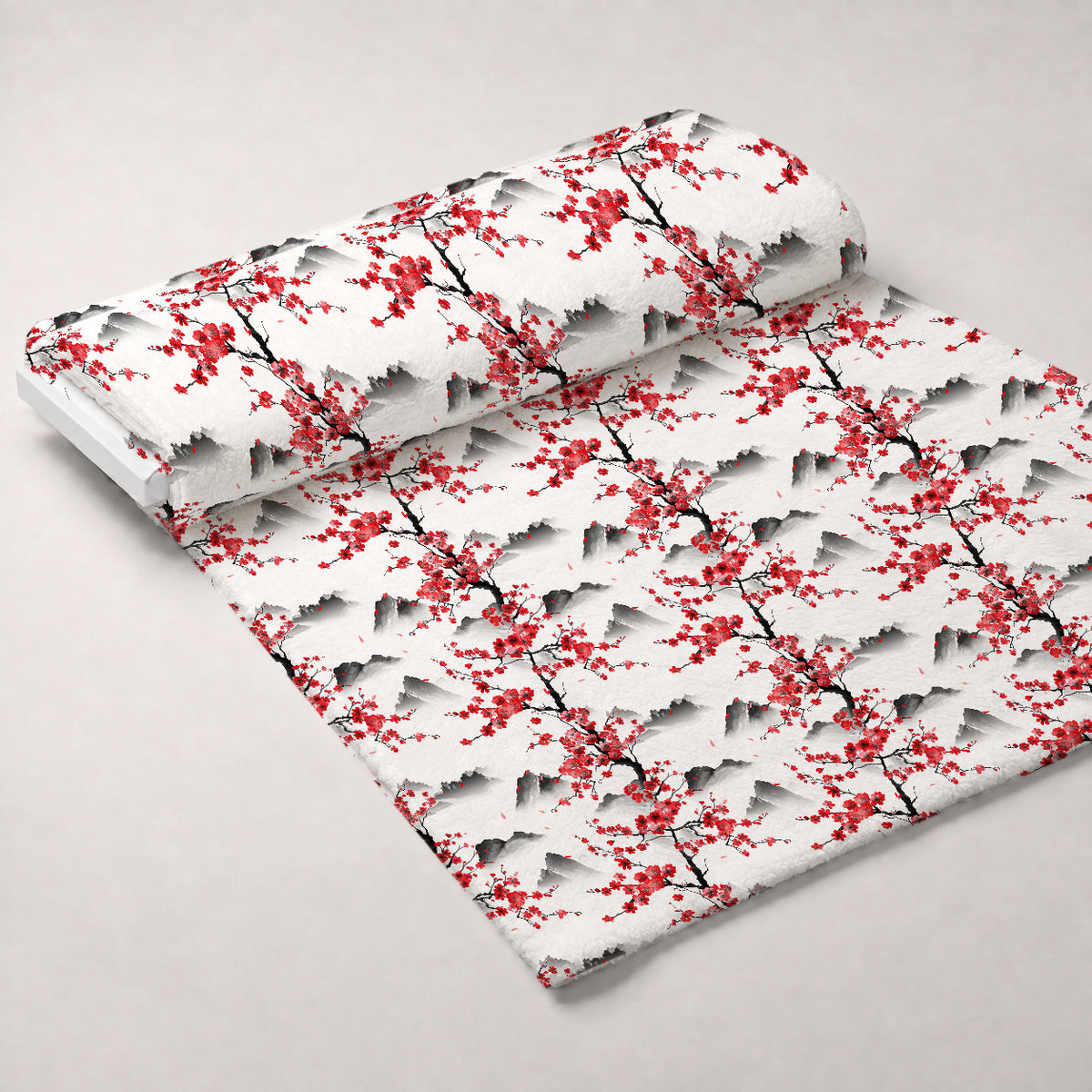 Japanese Cherry Blossoms 7 Minky Fabric — plush minky unrolled bolt preview (mv-minky-v1:bolt)