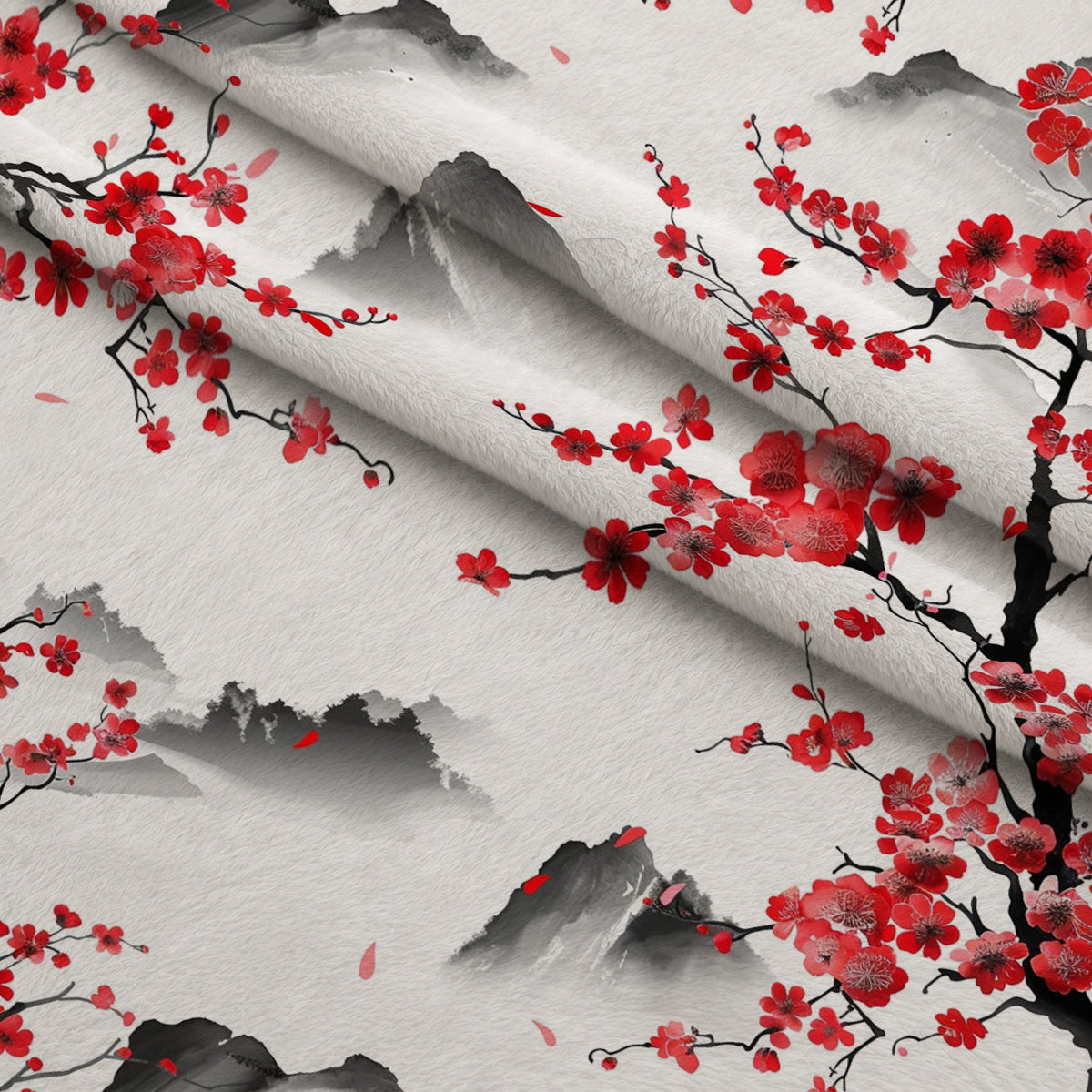 Japanese Cherry Blossoms 7 Minky Fabric — plush minky folded close-up preview (mv-minky-v1:lying)