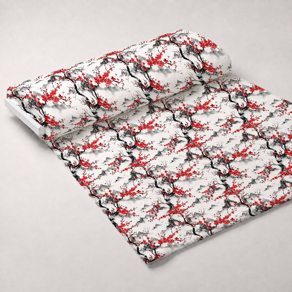 Japanese Cherry Blossoms 8 Minky Fabric — plush minky unrolled bolt preview (mv-minky-v1:bolt)