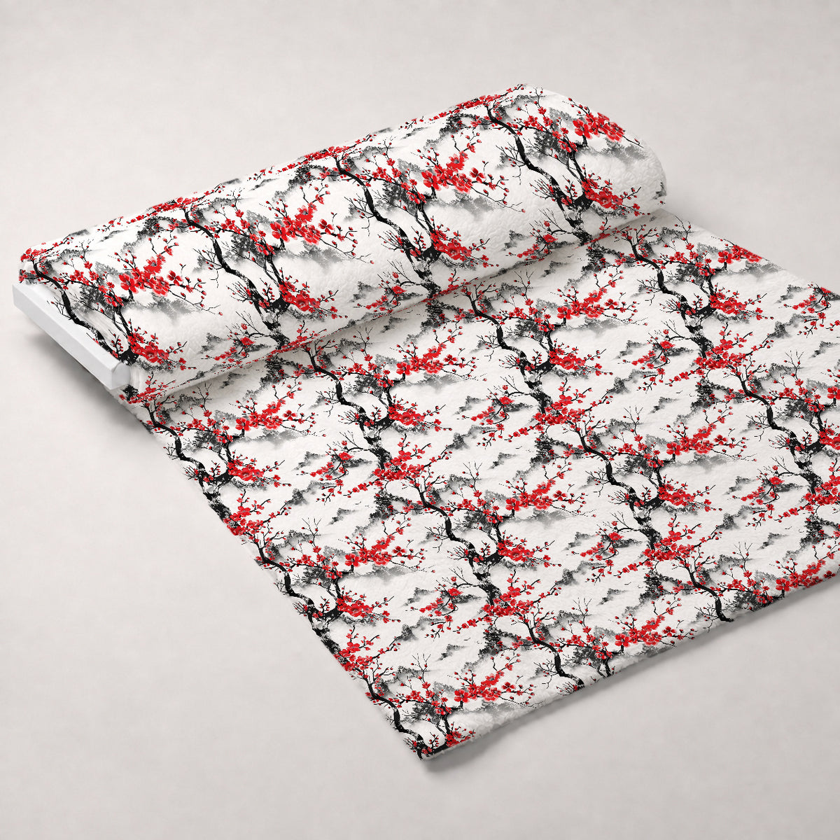 Japanese Cherry Blossoms 8 Minky Fabric — plush minky unrolled bolt preview (mv-minky-v1:bolt)