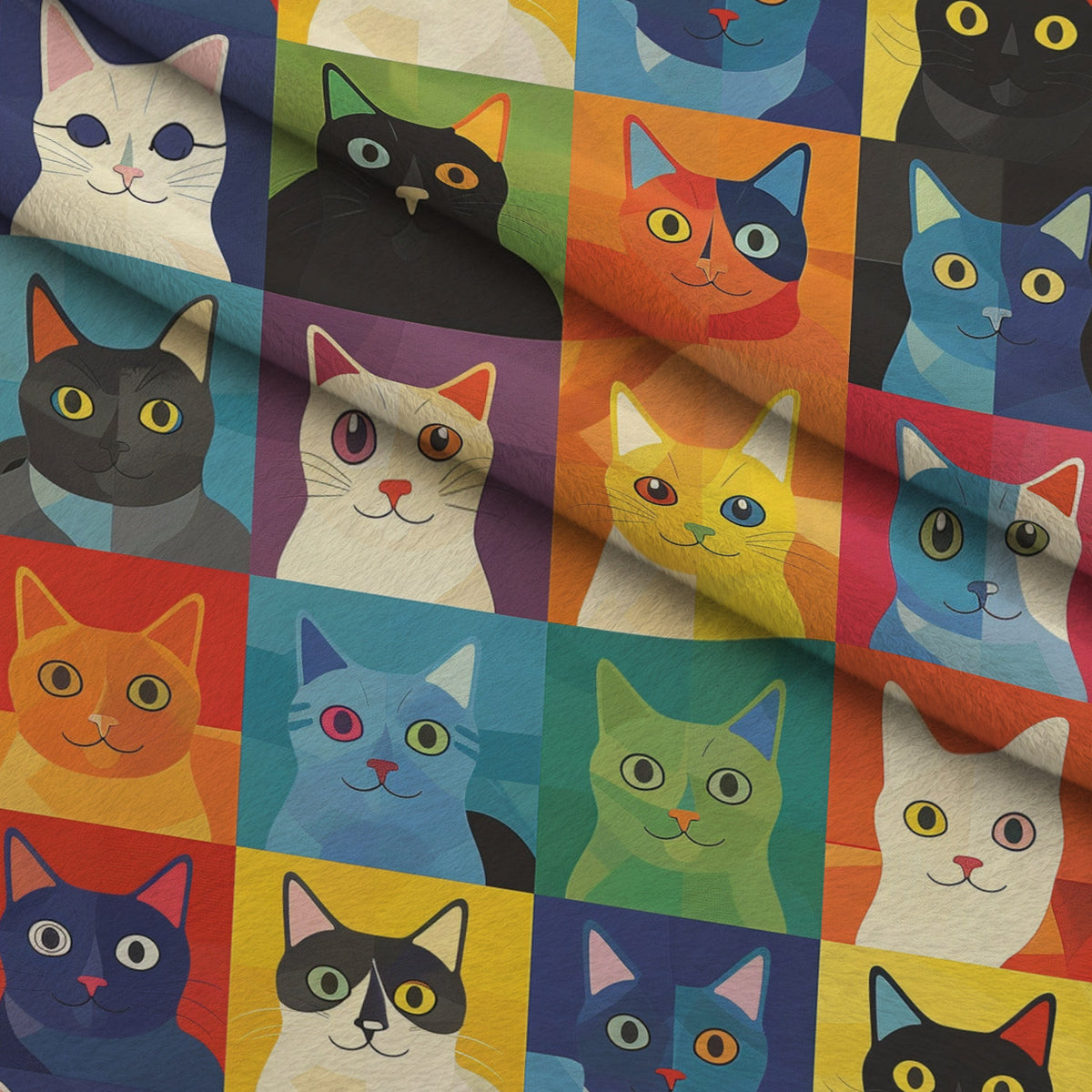 Kaleidoscope Kittens Pattern 11 Minky Fabric — plush minky folded close-up preview (mv-minky-v1:lying)