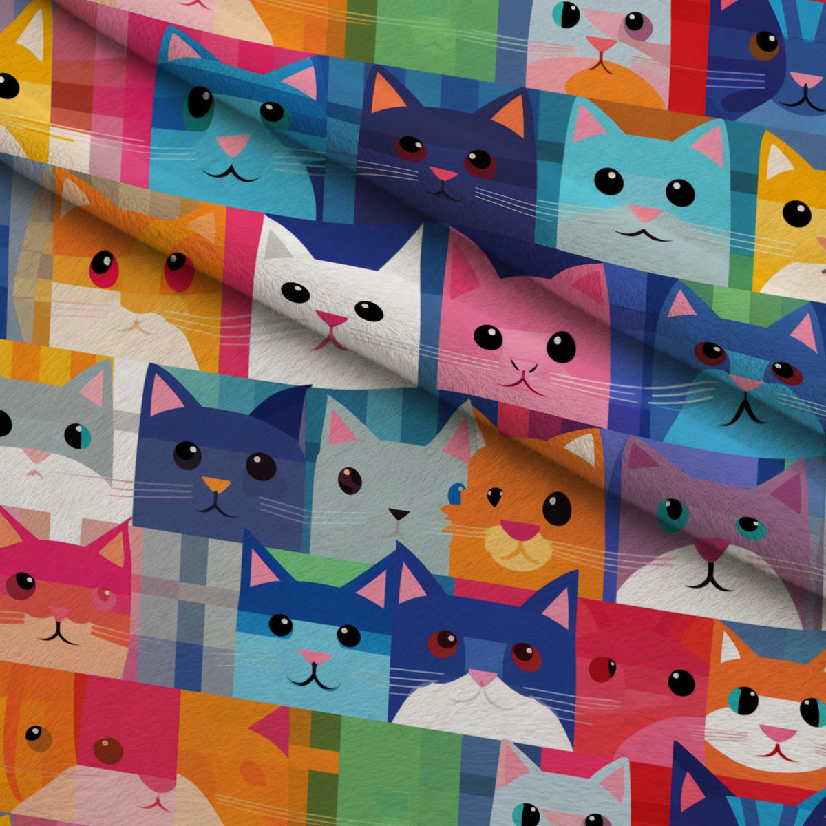 Kaleidoscope Kittens Pattern 12 Minky Fabric — plush minky folded close-up preview (mv-minky-v1:lying)