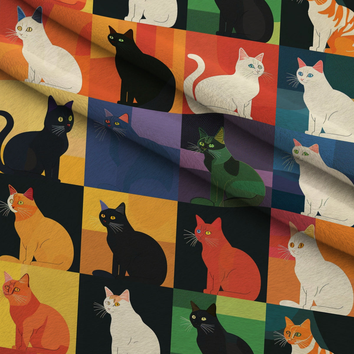 Kaleidoscope Kittens Pattern 14 Minky Fabric — plush minky folded close-up preview (mv-minky-v1:lying)