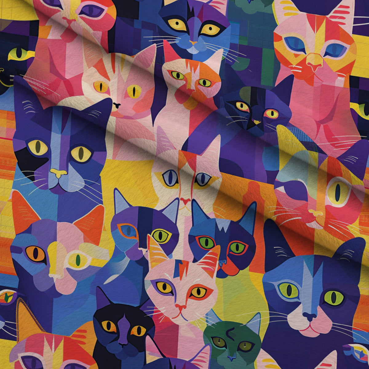 Kaleidoscope Kittens Pattern 15 Minky Fabric — plush minky folded close-up preview (mv-minky-v1:lying)