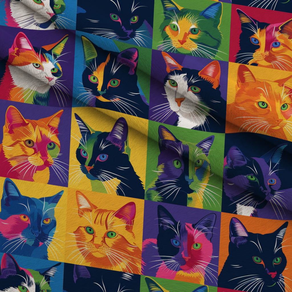Kaleidoscope Kittens Pattern 2 Minky Fabric — plush minky folded close-up preview (mv-minky-v1:lying)