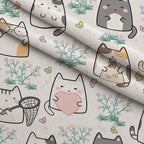 Kawaii Kitty Garden Pattern 14 Minky Fabric — plush minky folded close-up preview (mv-minky-v1:lying)