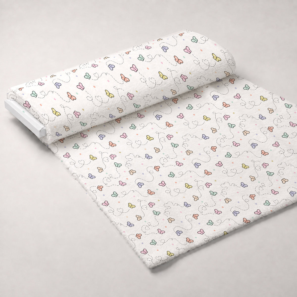 Kawaii Kitty Garden Pattern 2 Minky Fabric — plush minky unrolled bolt preview (mv-minky-v1:bolt)