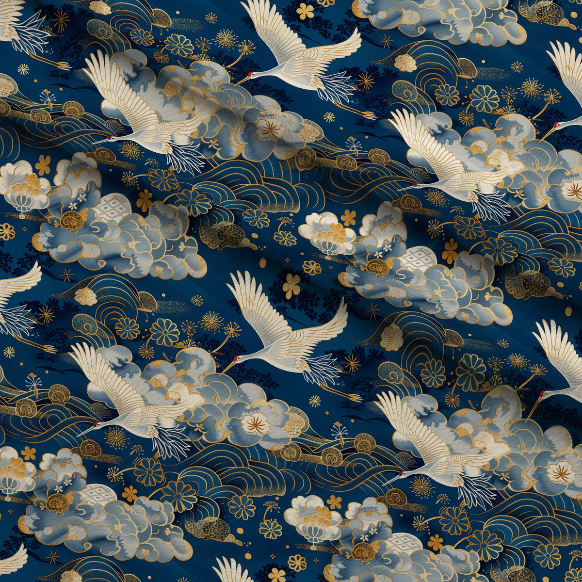 Kimono Clouds Pattern 1 Minky Fabric — plush minky folded close-up preview (mv-minky-v1:lying)