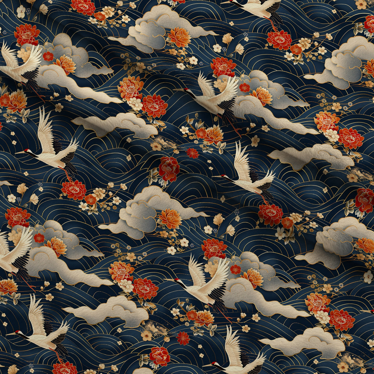 Kimono Clouds Pattern 2 Minky Fabric — plush minky folded close-up preview (mv-minky-v1:lying)