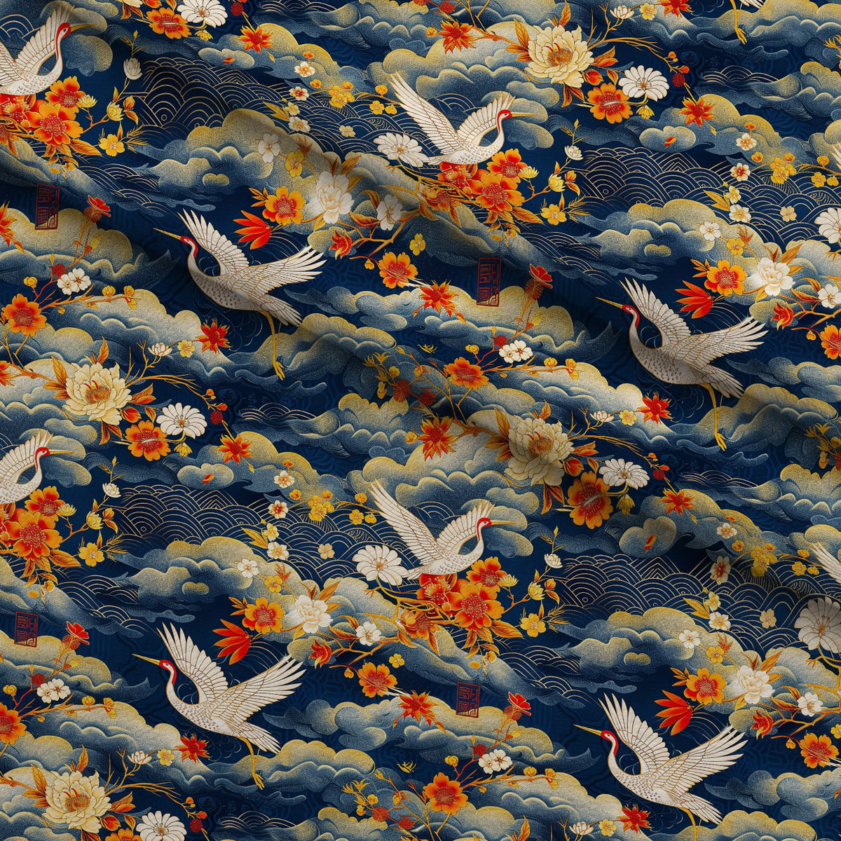 Kimono Clouds Pattern 8 Minky Fabric — plush minky folded close-up preview (mv-minky-v1:lying)