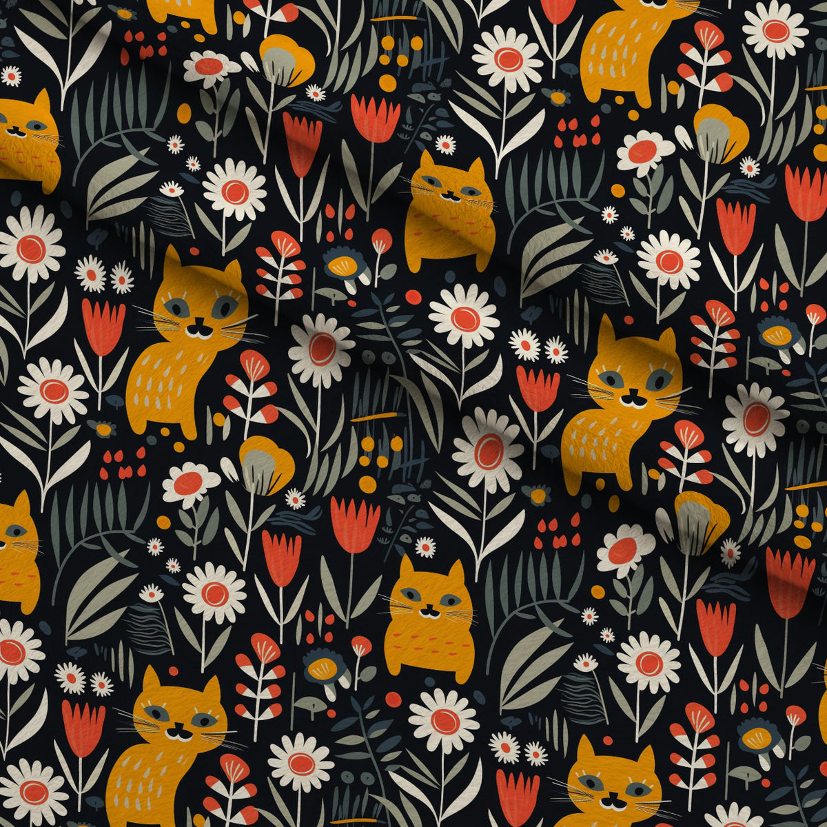Kitten Meadow Pattern 13 Minky Fabric — plush minky folded close-up preview (mv-minky-v1:lying)