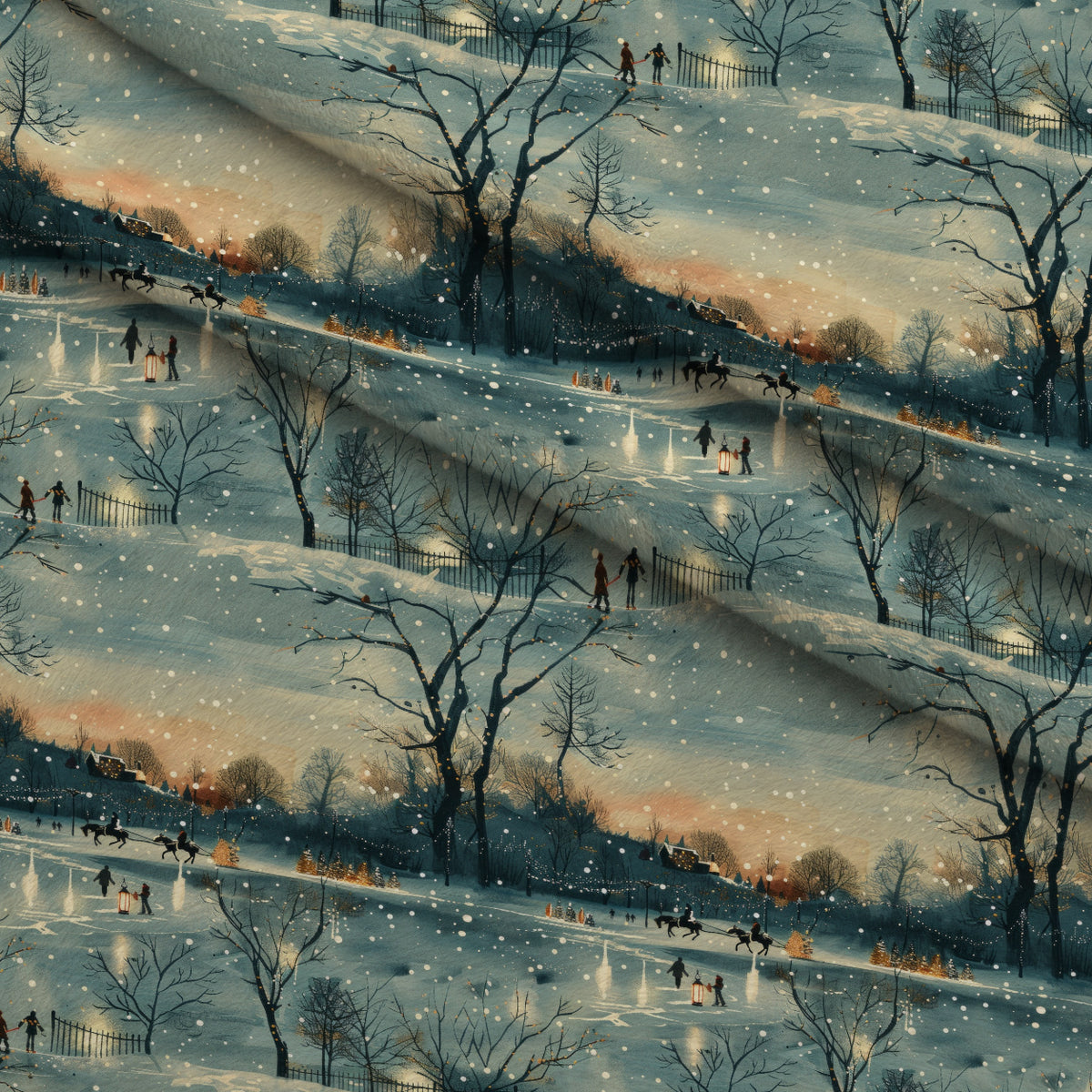 Lamplight Snowfall Pattern 11 Minky Fabric — plush minky folded close-up preview (mv-minky-v1:lying)