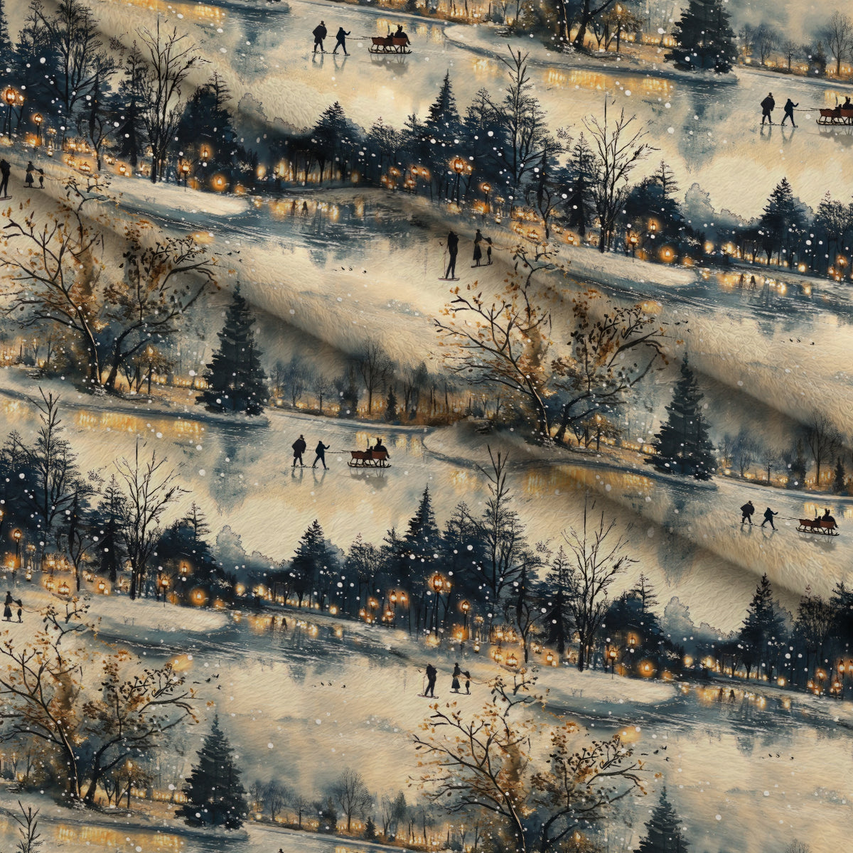 Lamplight Snowfall Pattern 5 Minky Fabric — plush minky folded close-up preview (mv-minky-v1:lying)