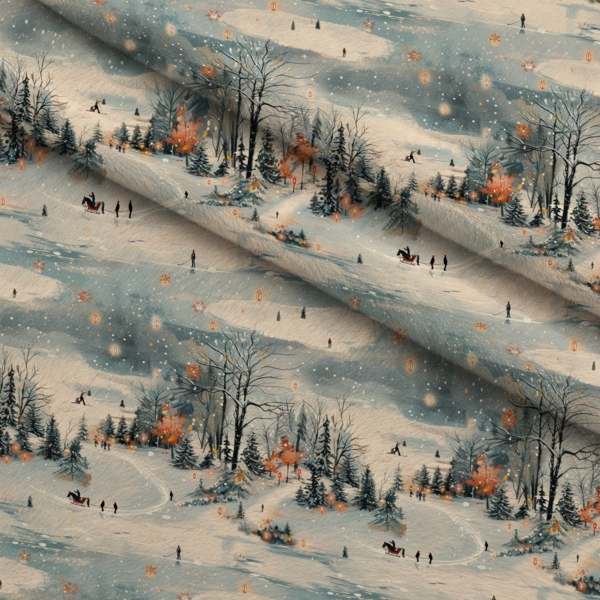 Lamplight Snowfall Pattern 9 Minky Fabric — plush minky folded close-up preview (mv-minky-v1:lying)