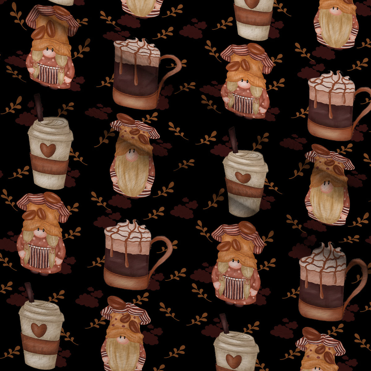 Latte Lane Pattern 2 Minky Fabric — plush minky folded close-up preview (mv-minky-v1:lying)