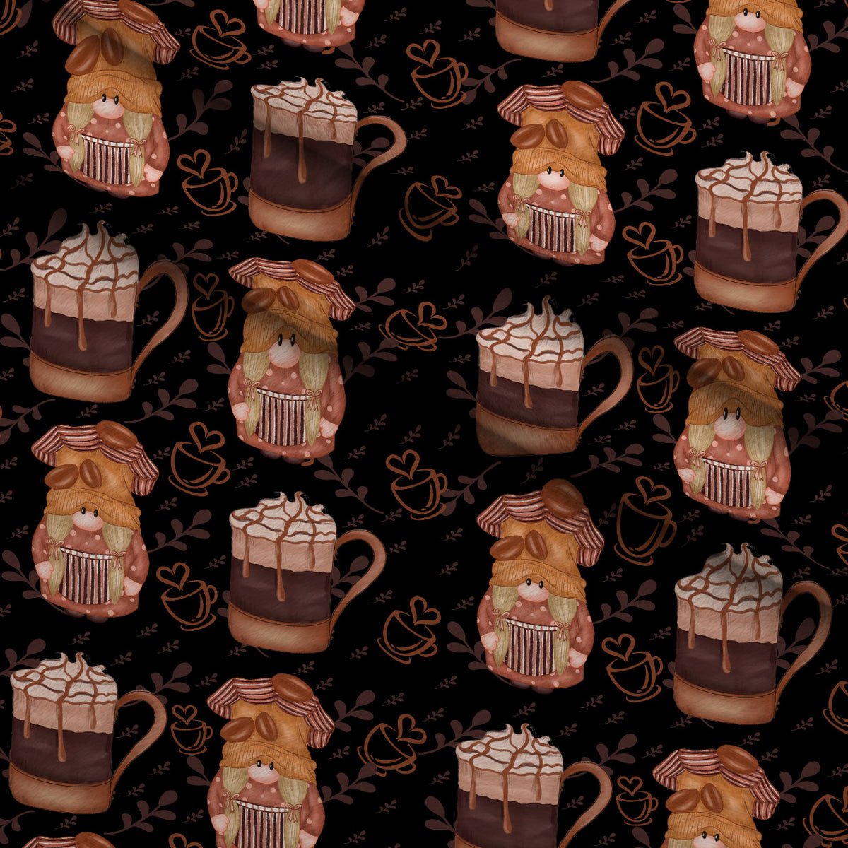 Latte Lane Pattern 6 Minky Fabric — plush minky folded close-up preview (mv-minky-v1:lying)