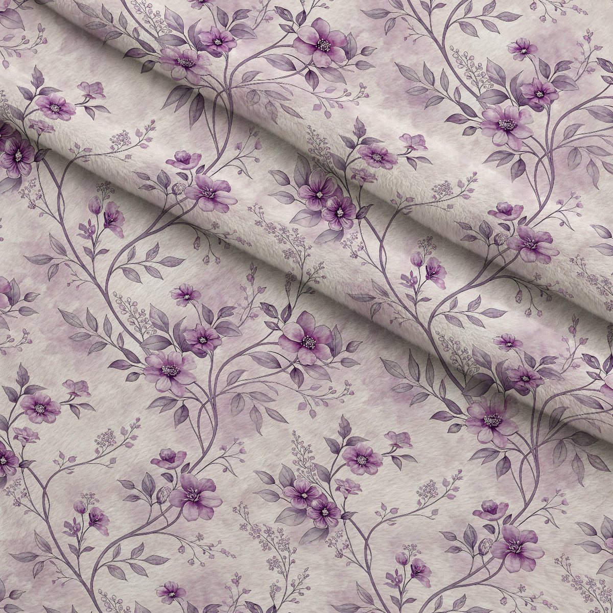 Lavender Vintage Cottagecore Pattern 6 Minky Fabric — plush minky folded close-up preview (mv-minky-v1:lying)