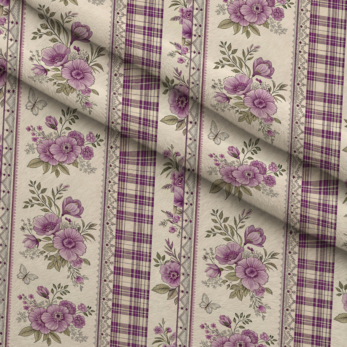Lilac Ribbon Trellis Pattern 19 Minky Fabric — plush minky folded close-up preview (mv-minky-v1:lying)