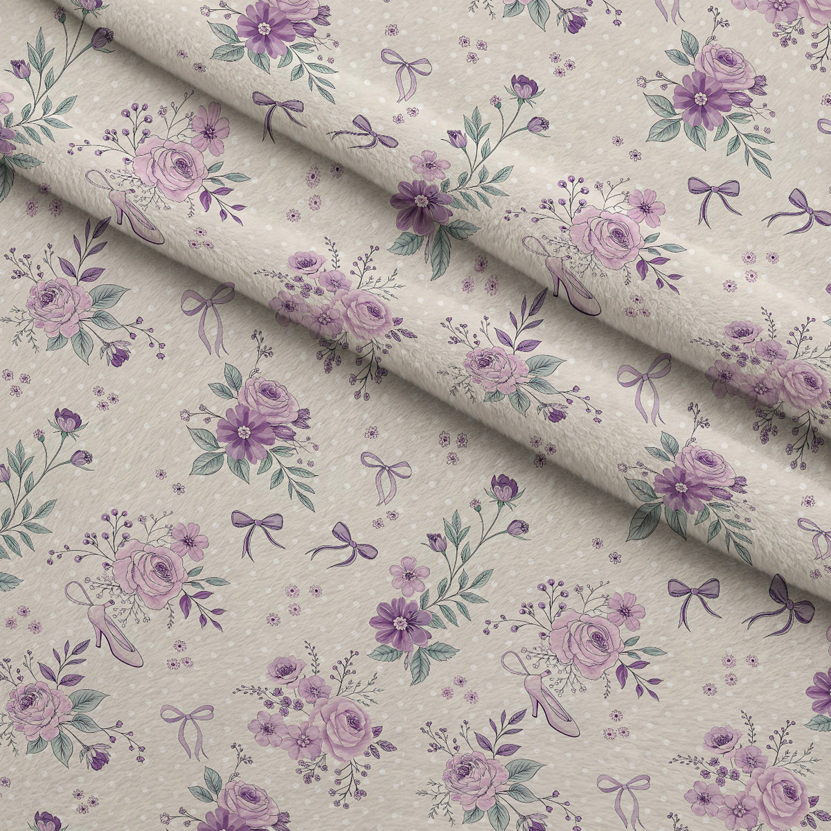 Lilac Ribbon Trellis Pattern 3 Minky Fabric — plush minky folded close-up preview (mv-minky-v1:lying)
