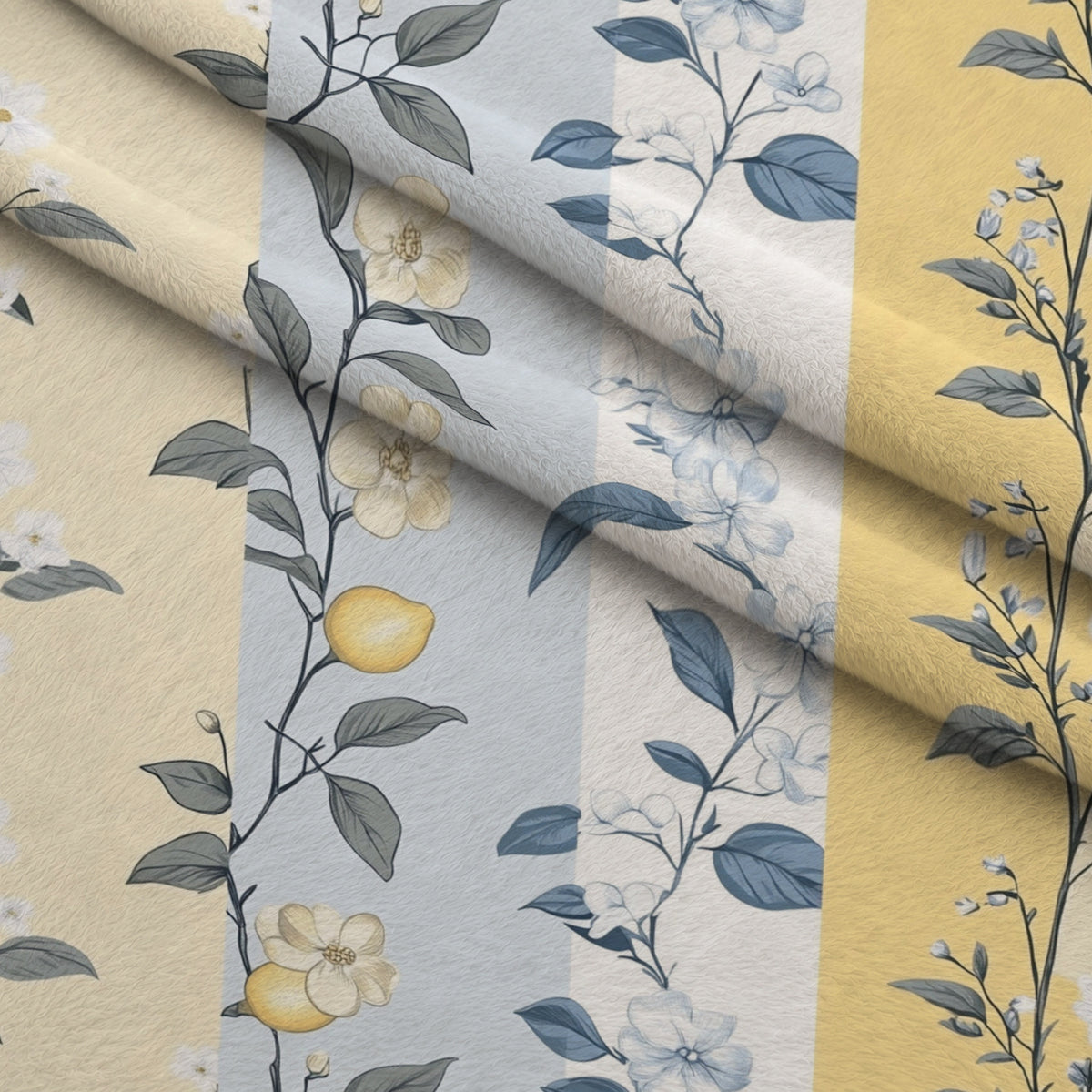Limoncello Blossoms Pattern 2 Minky Fabric — plush minky folded close-up preview (mv-minky-v1:lying)