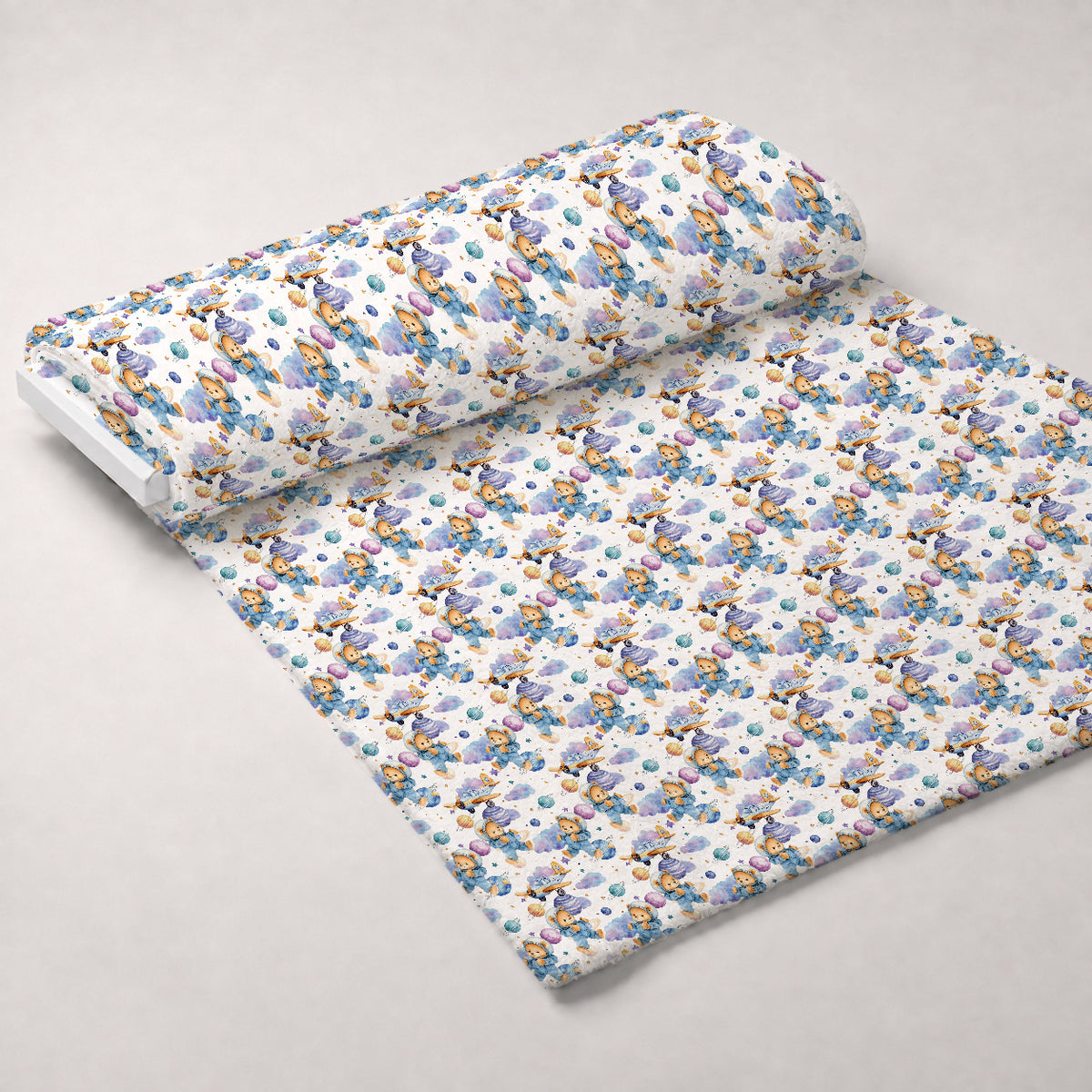 Little Cub Dreams Pattern 4 Minky Fabric — plush minky unrolled bolt preview (mv-minky-v1:bolt)