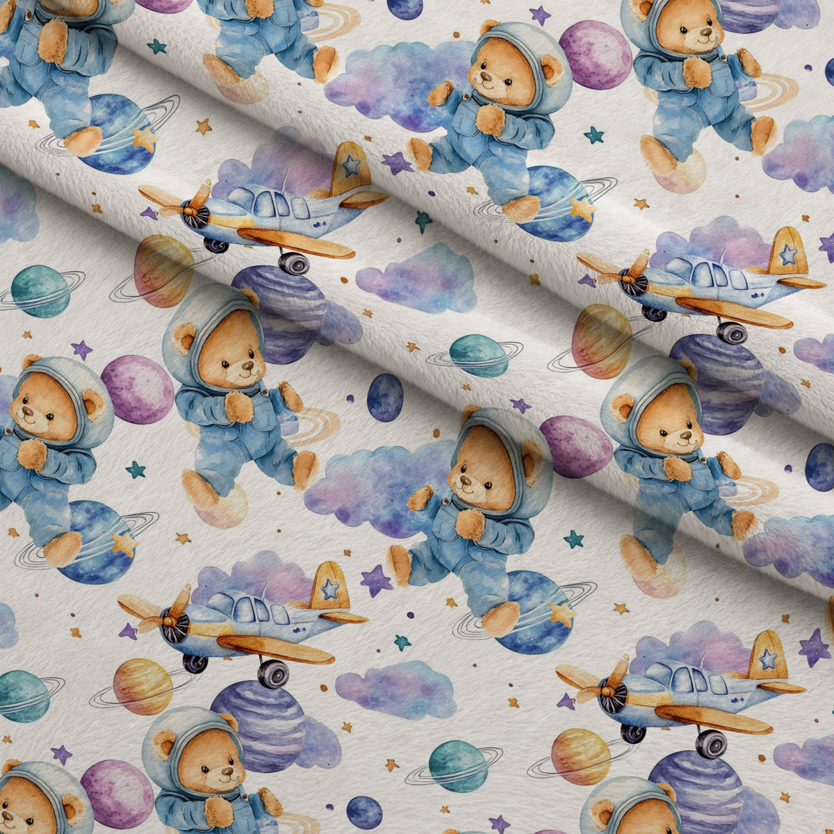 Little Cub Dreams Pattern 4 Minky Fabric — plush minky folded close-up preview (mv-minky-v1:lying)