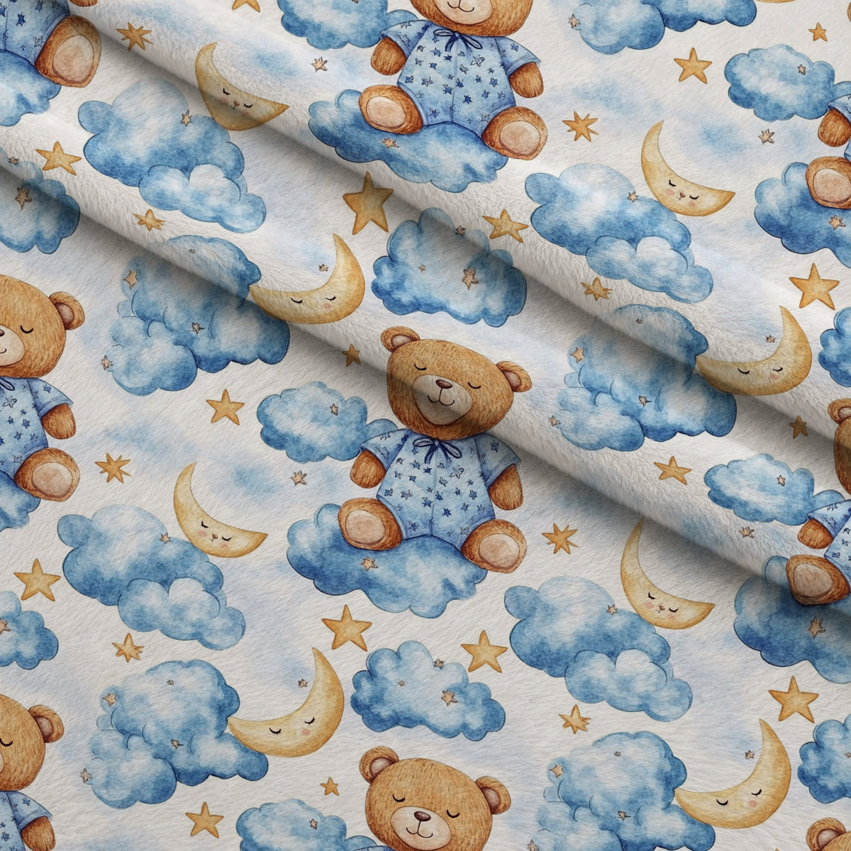 Little Cub Dreams Pattern 8 Minky Fabric — plush minky folded close-up preview (mv-minky-v1:lying)