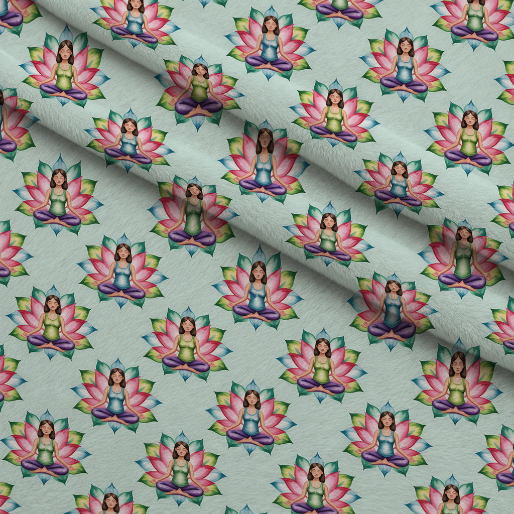 Lotus Meditation Pattern 4 Minky Fabric — plush minky folded close-up preview (mv-minky-v1:lying)